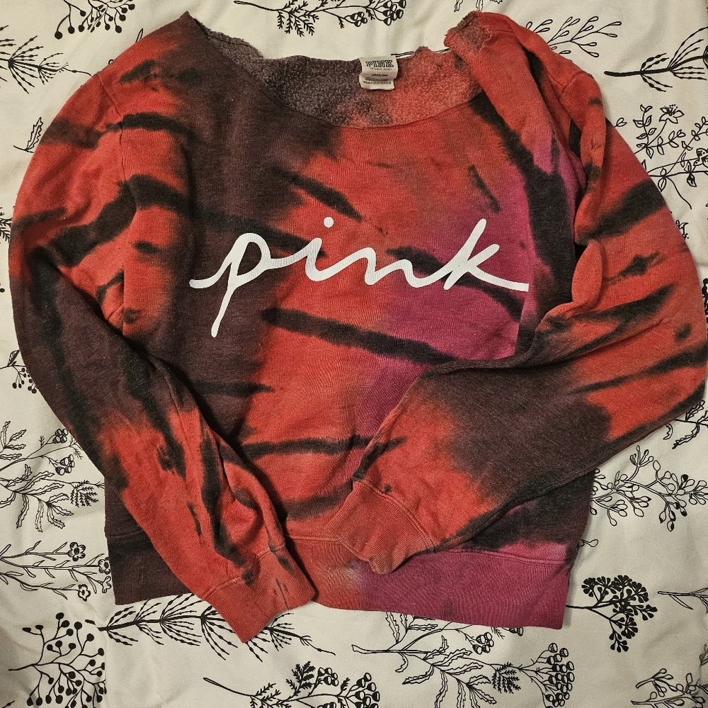 PINK slouchy crop sweatshirt